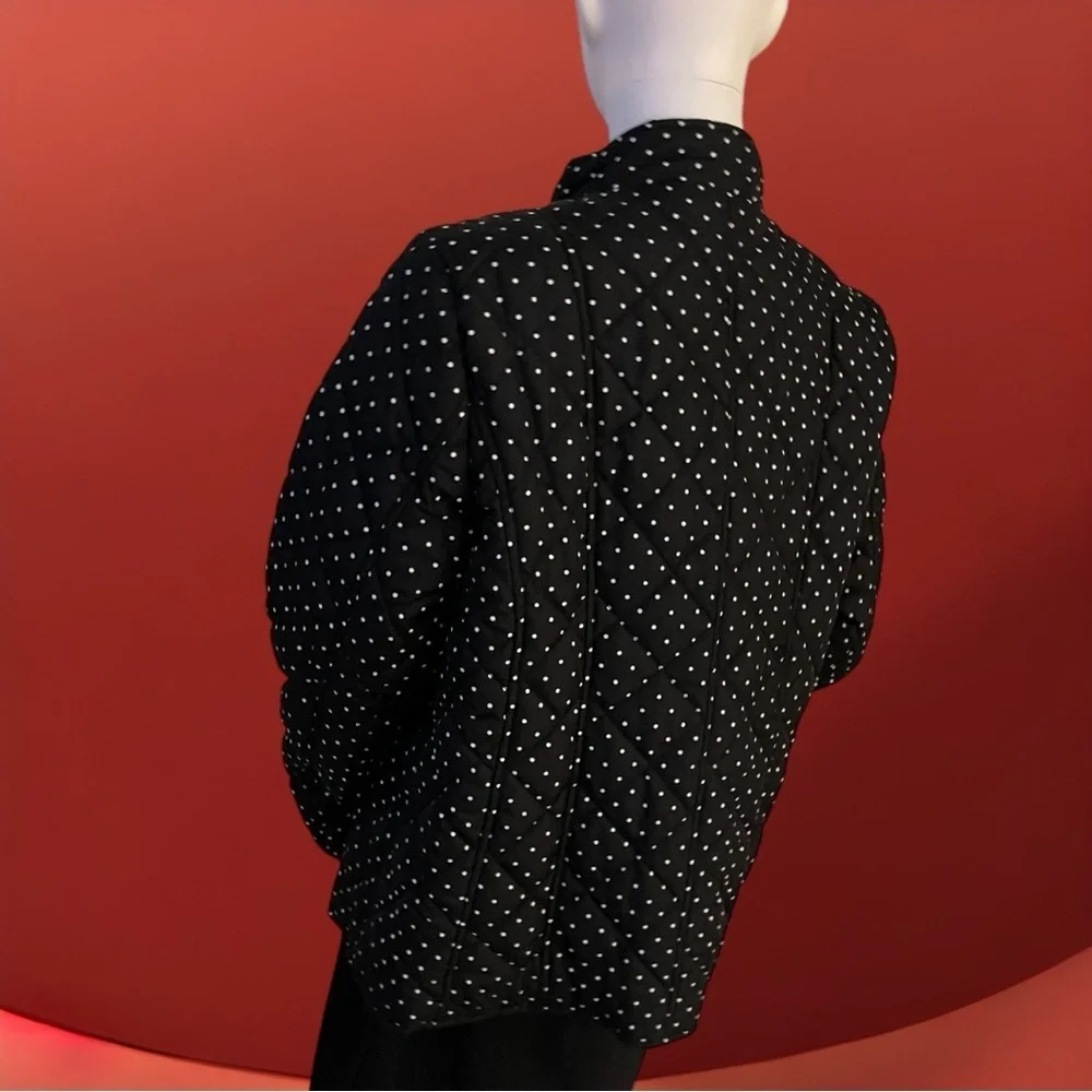 NWT CHICO’S $139 Black Polka-Dot Mandarin Collar Quilted Jacket 2 (Large 12/14) - Picture 15 of 16